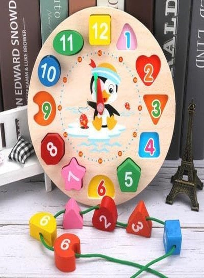 ZDQTRA Wooden Shape Sorting Clock Toy for Kids,Montessori Time Learning Puzzle Educational Colorful Number Blocks,Fine Motor & Logical Thinking Skills(1pcs/Multi Color) - Image 3